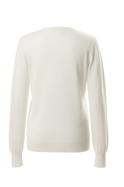 Ekru V Yaka Düğmeli Basic Triko Kadın Hırka