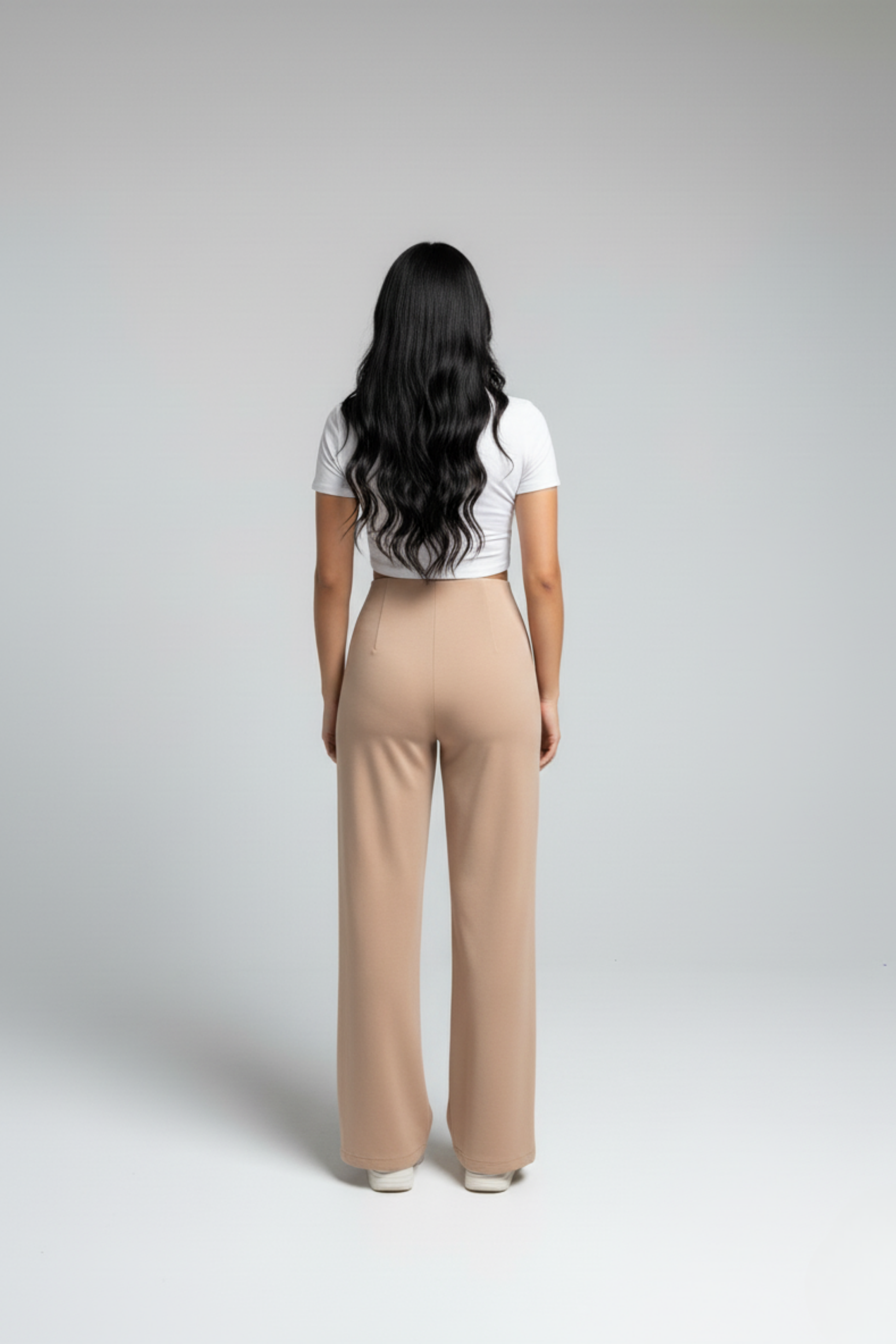 Kadın Yüksek Bel Pensli Bol Paça Krep Palazzo Pantolon – Bej