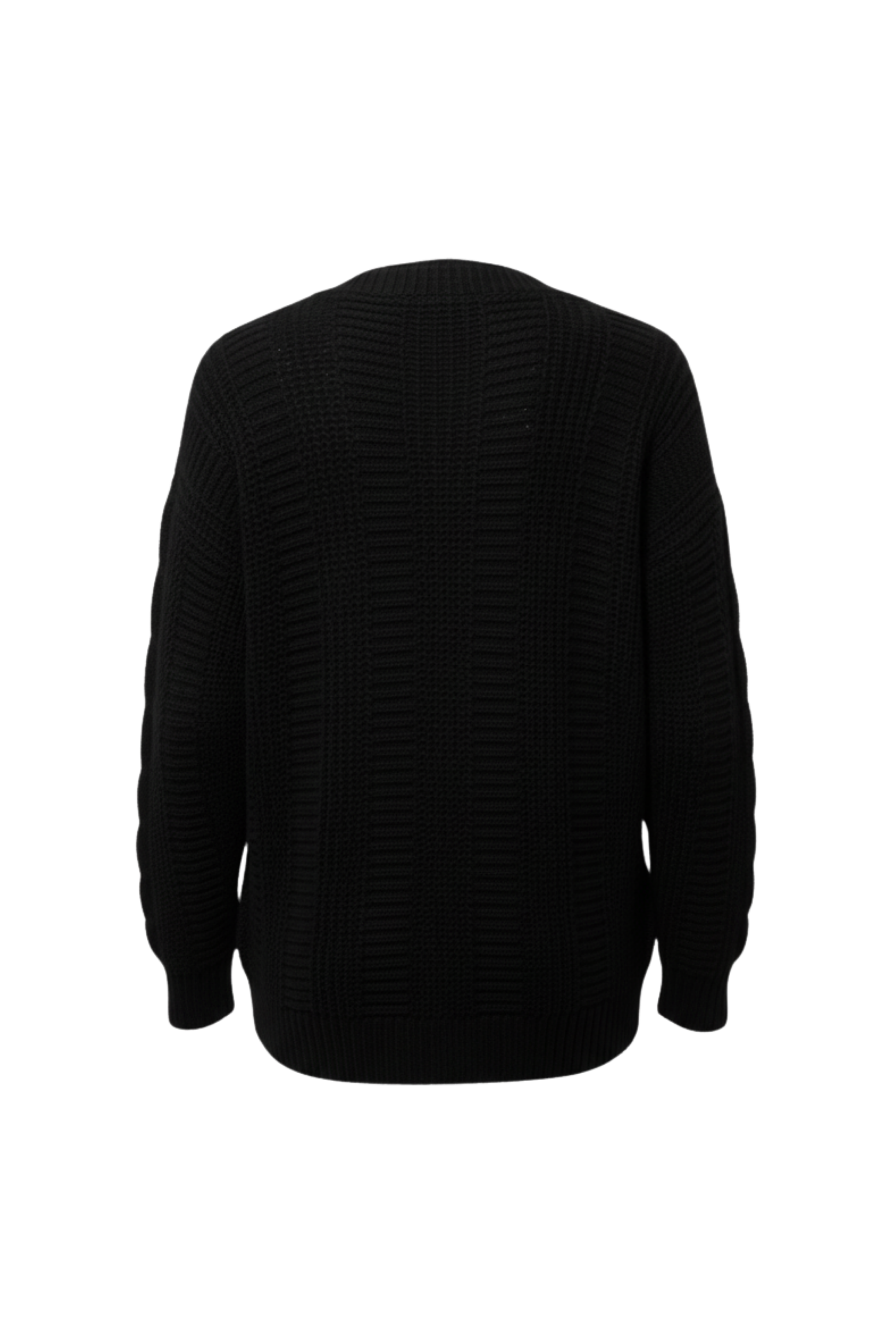 Kadın Siyah Düğmeli Kısa Triko Hırka – Burgulu Örgü Desenli