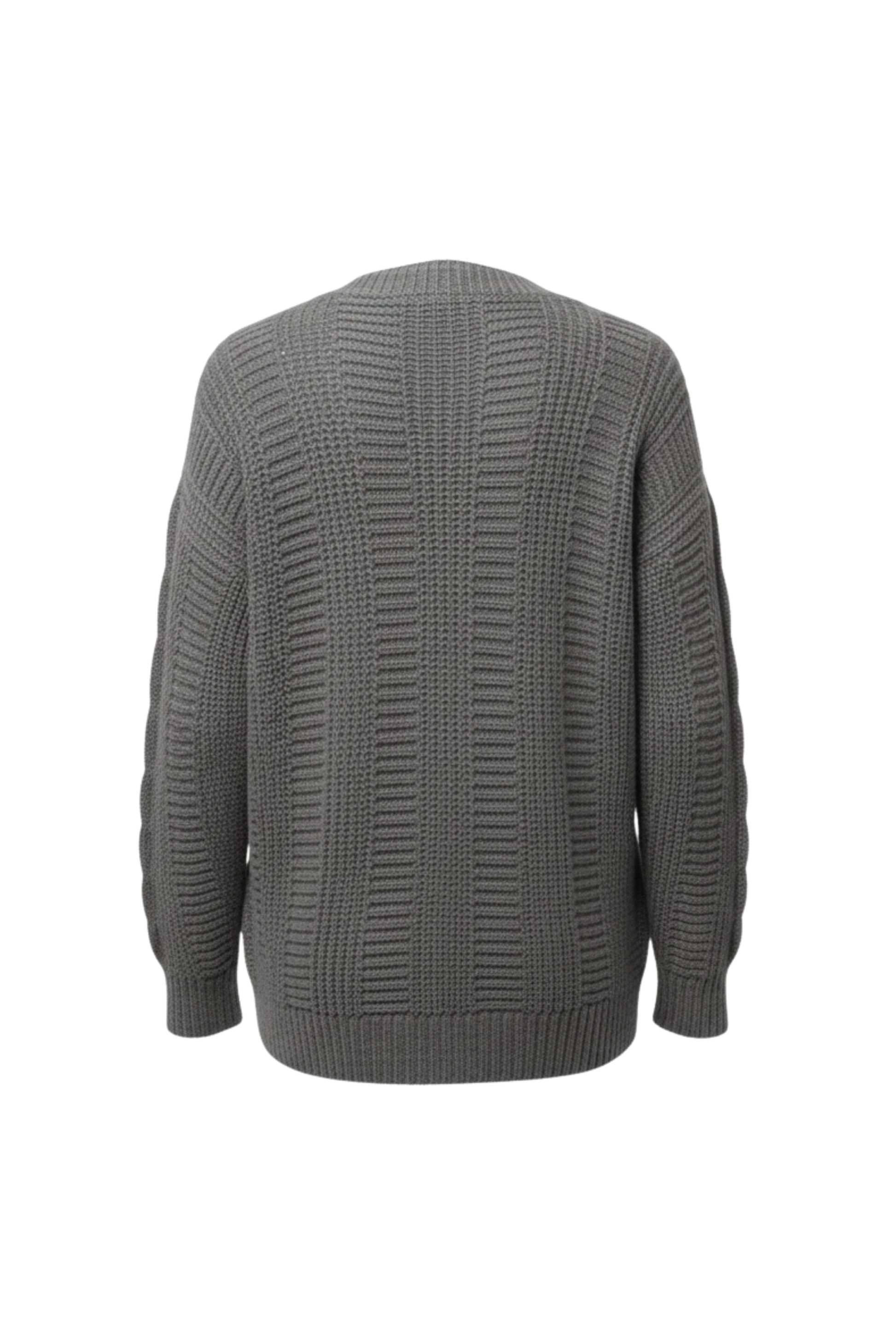 Kadın Gri Düğmeli Kısa Triko Hırka – Burgulu Örgü Desenli