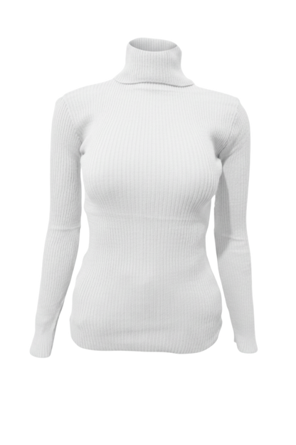 Kadın Beyaz Boğazlı Triko Kazak