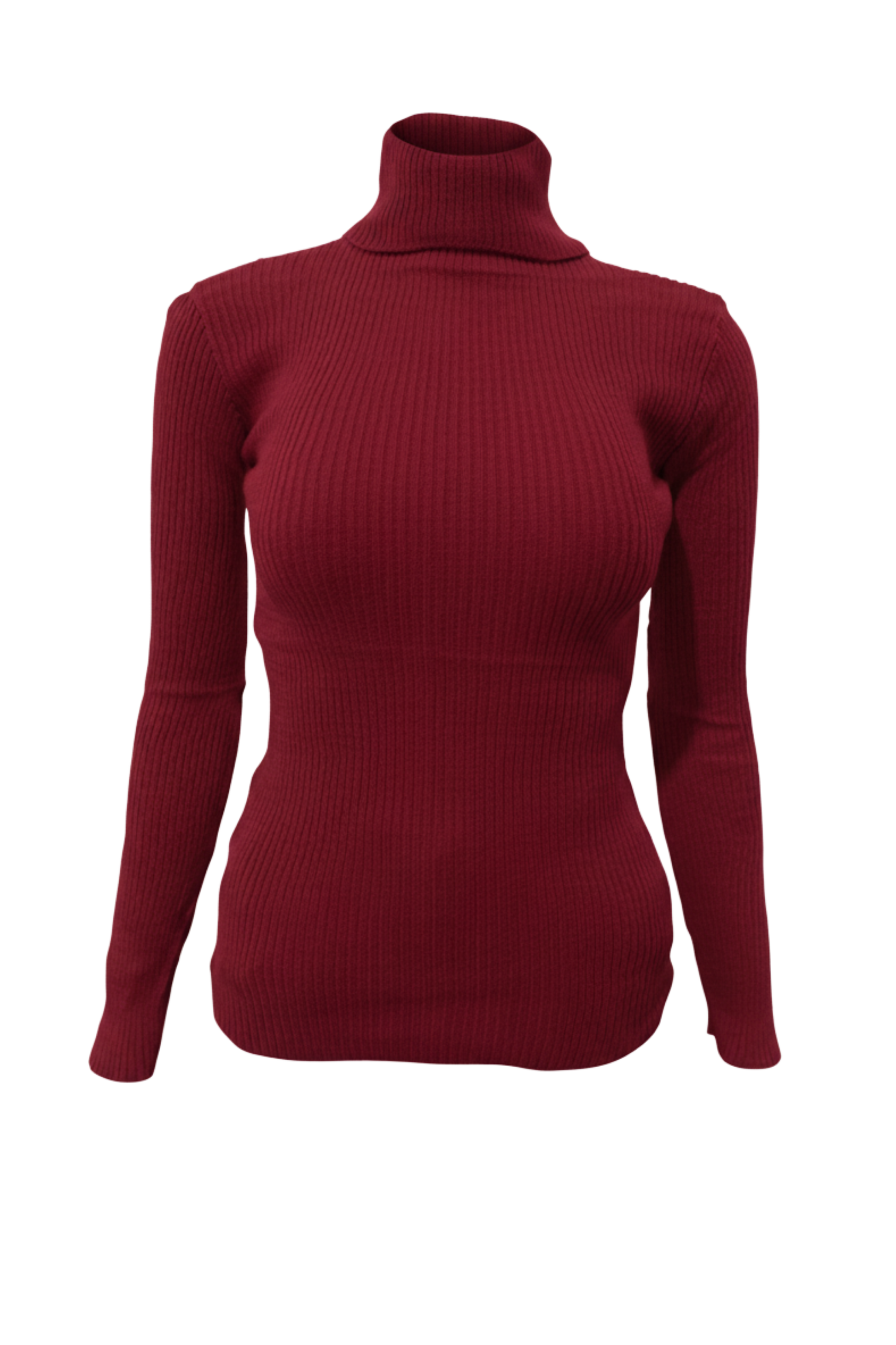 Kadın Bordo Boğazlı Triko Kazak