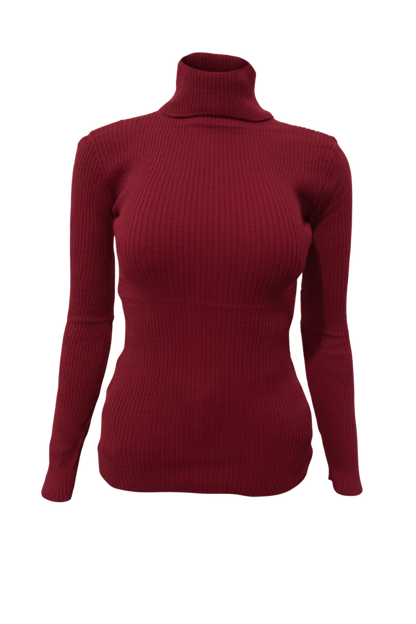 Kadın Bordo Boğazlı Triko Kazak