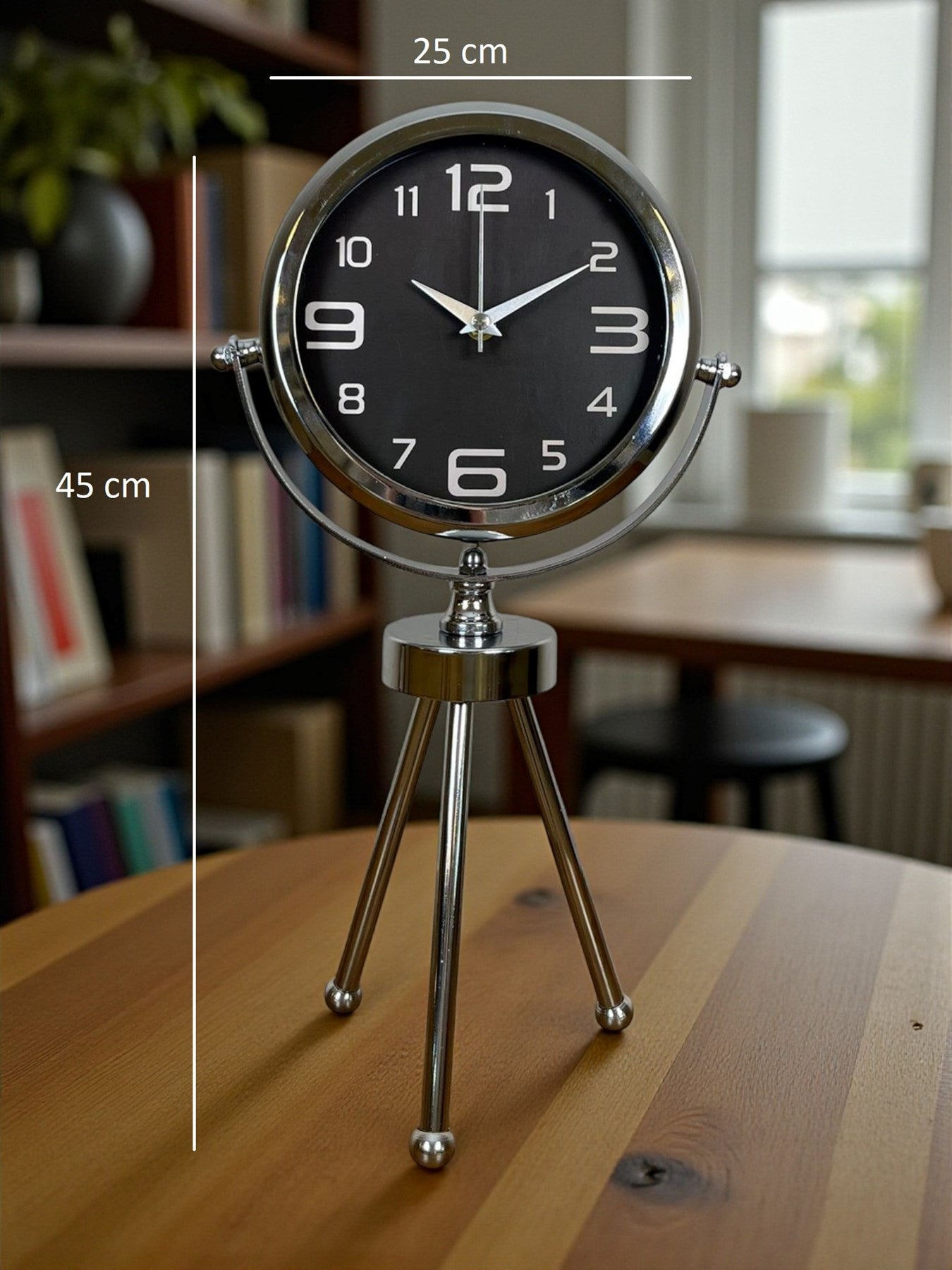 Zentime Krom Şık Üç Ayaklı Masa Saati