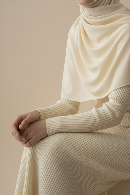 Kadın Bisiklet Yaka Uzun Elbise Tesettür