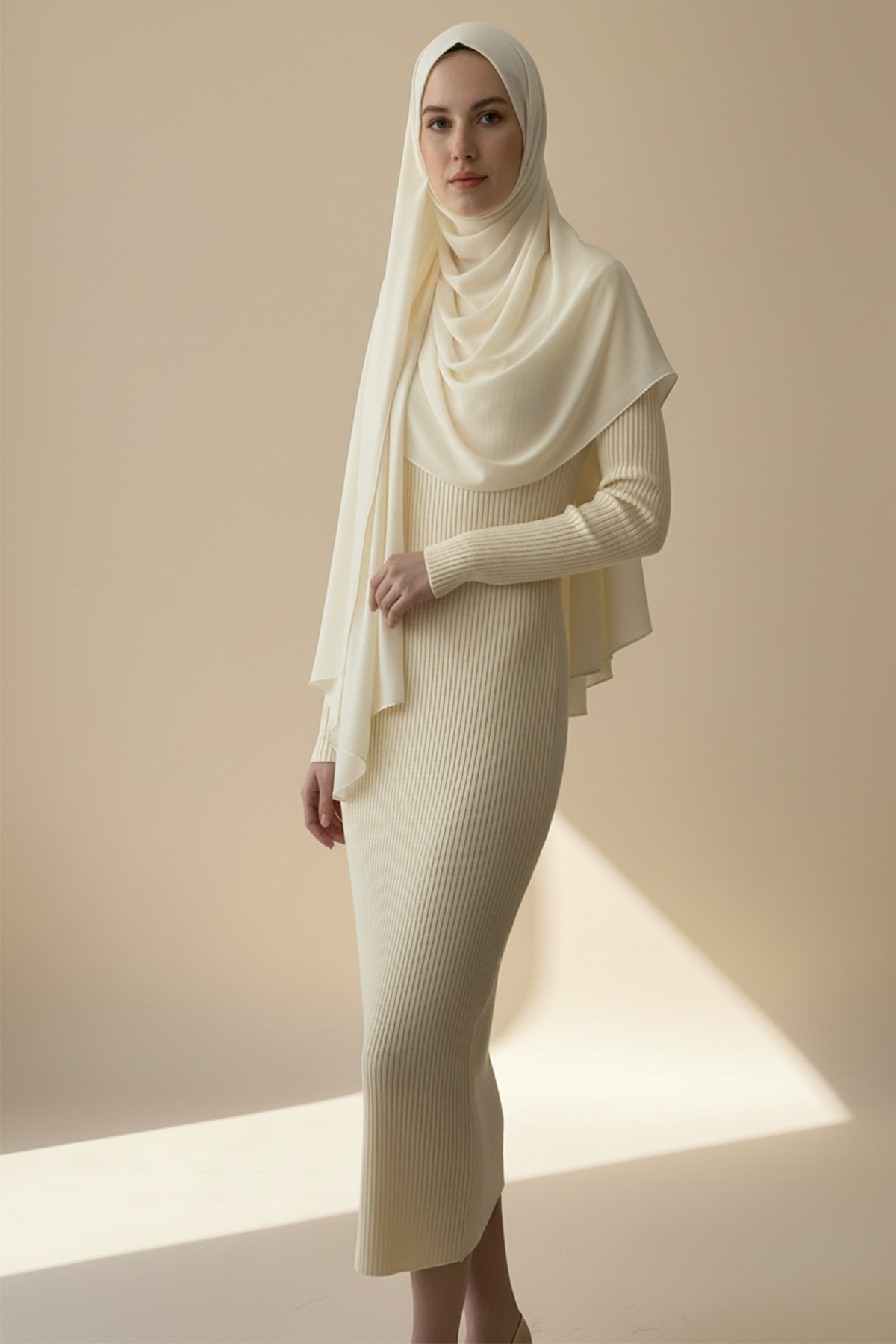 Kadın Bisiklet Yaka Uzun Elbise Tesettür