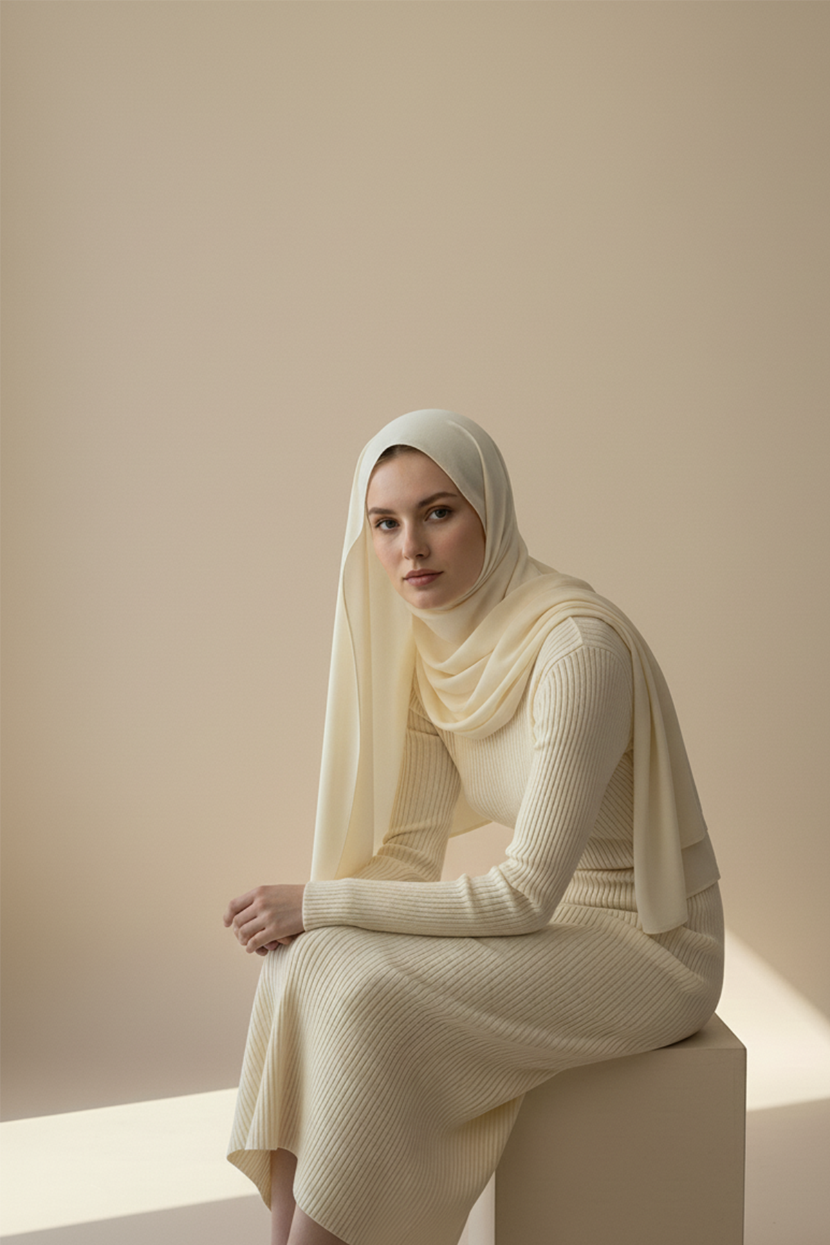 Kadın Bisiklet Yaka Uzun Elbise Tesettür