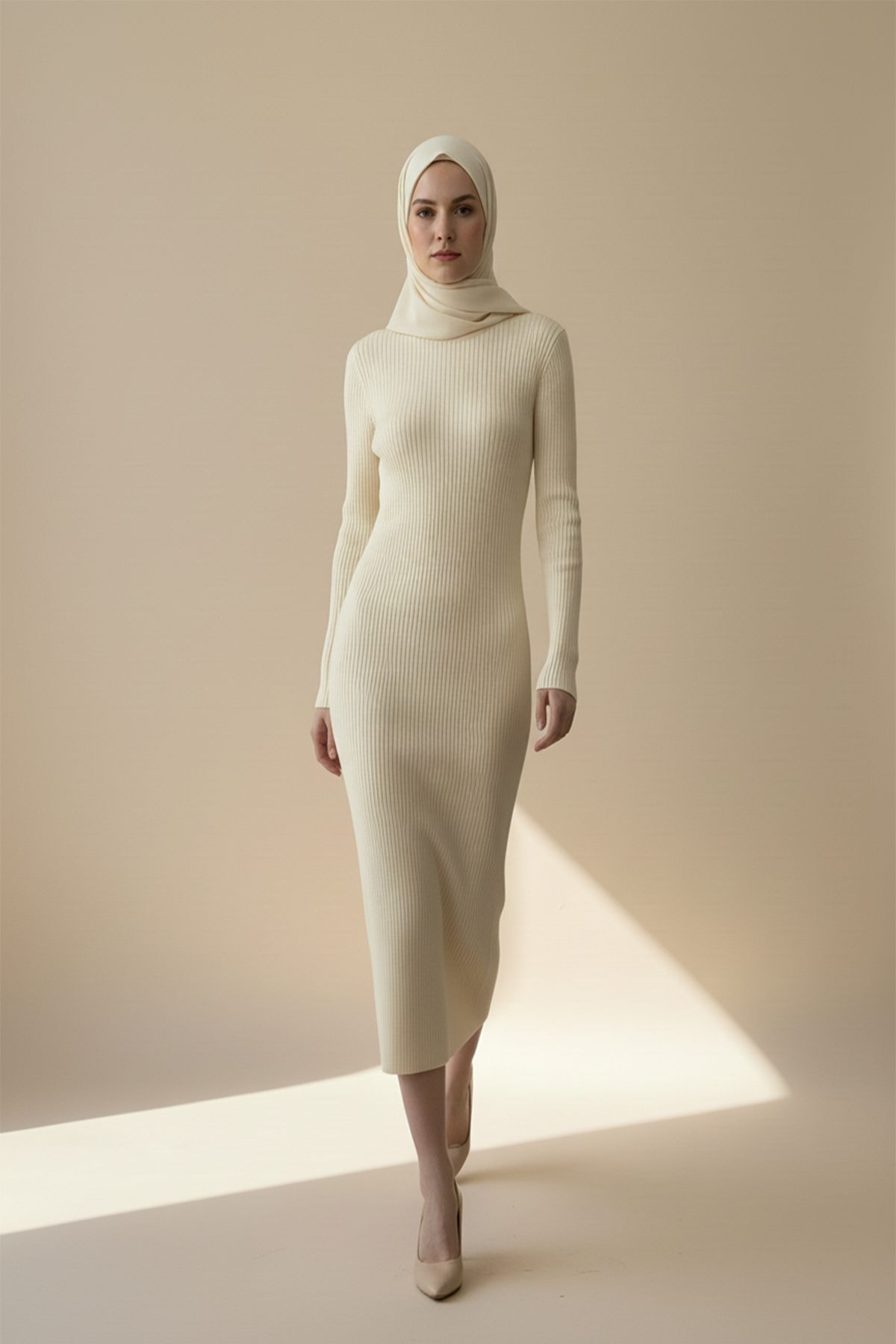 Kadın Bisiklet Yaka Uzun Elbise Tesettür