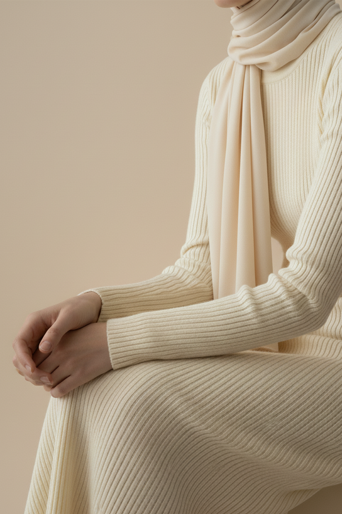 Kadın Bisiklet Yaka Uzun Elbise Tesettür