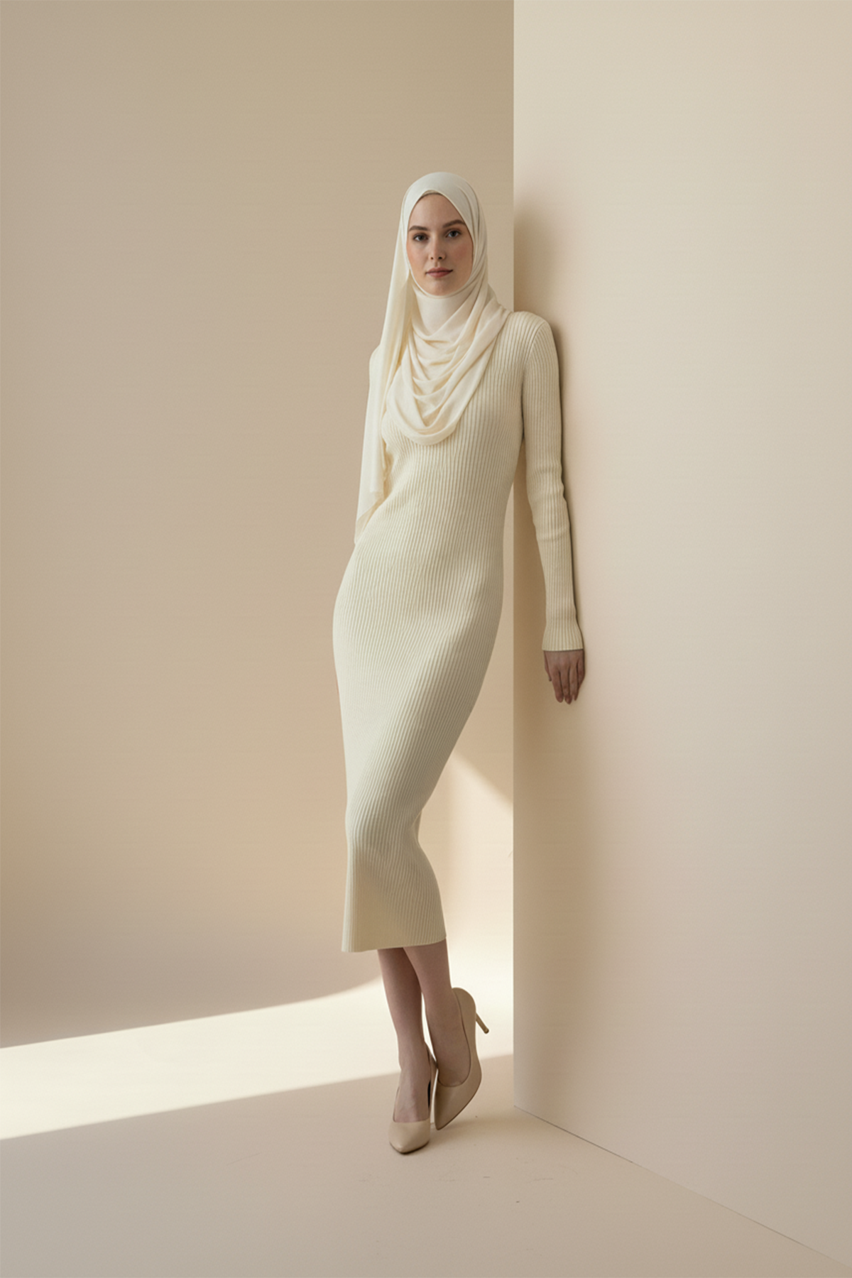 Kadın Bisiklet Yaka Uzun Elbise Tesettür