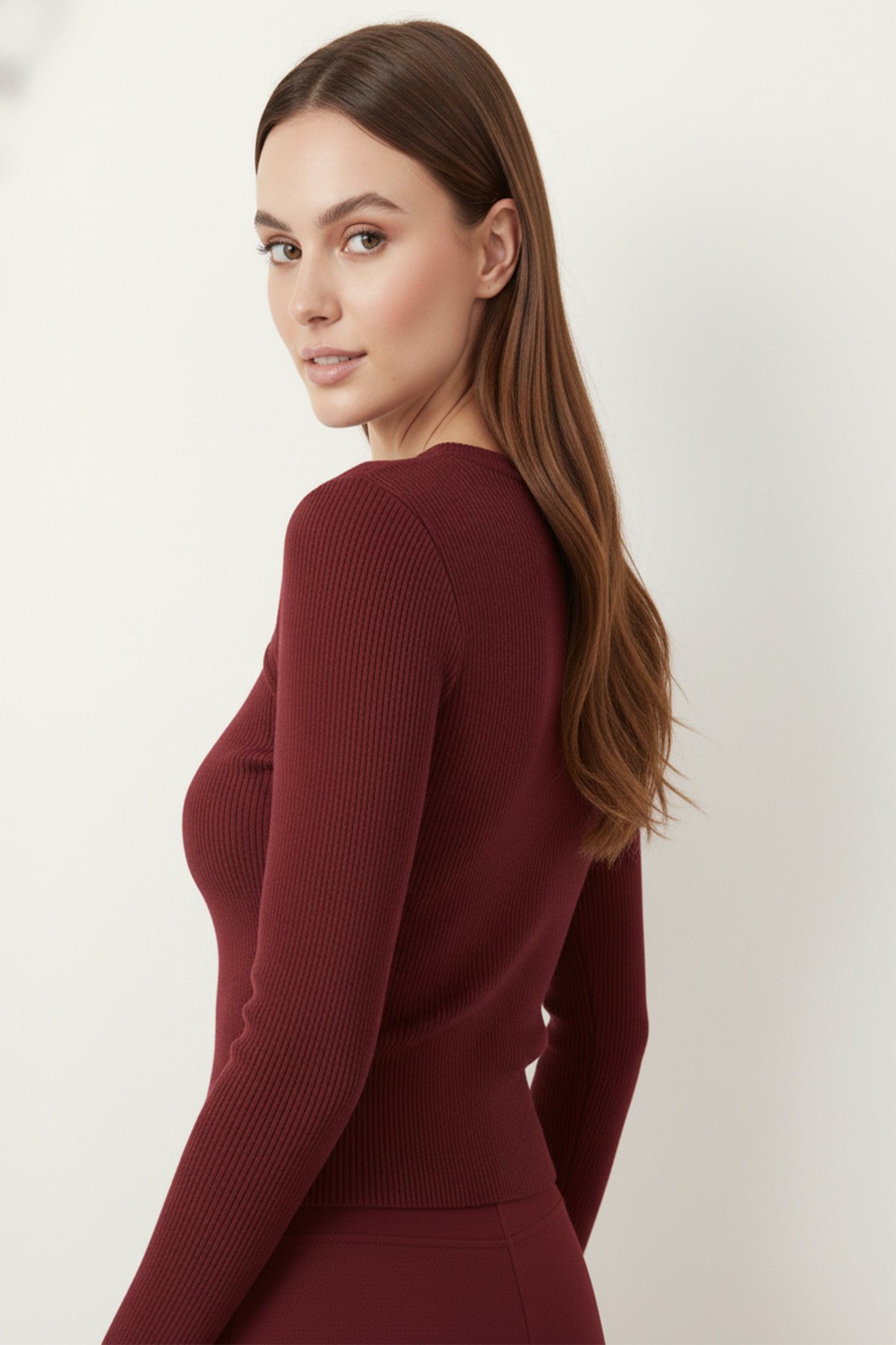 Kadın Kırmızı Göğüs Pencere İkili Takım