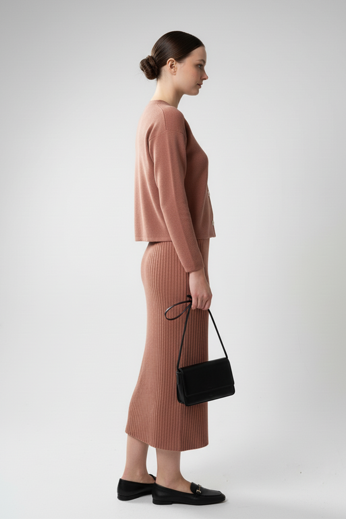 Kadın Hırka Elbise İkili Takım - Kiremit