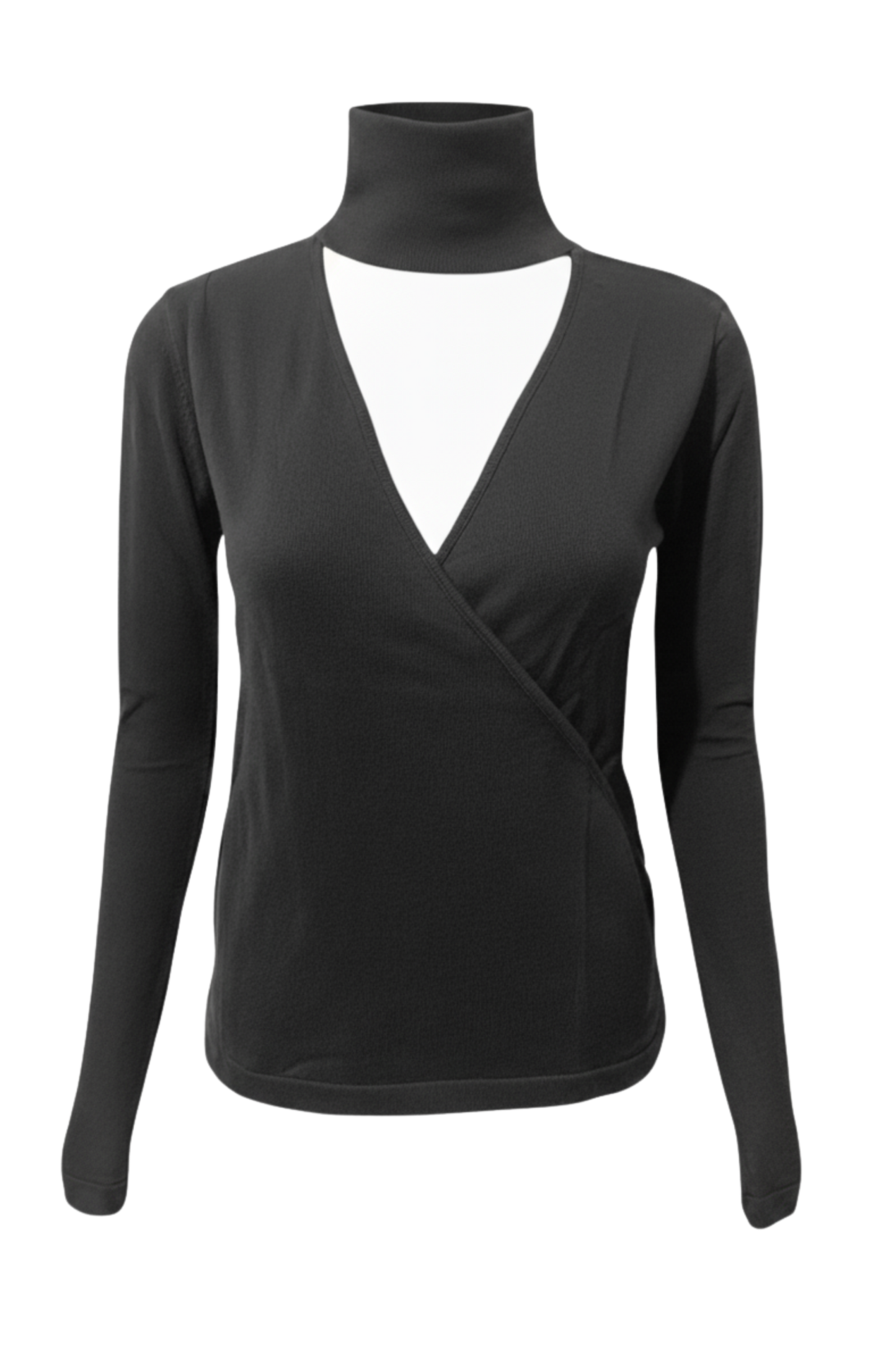 Kadın Boğazlı Pencere Detaylı Gri Triko Kazak