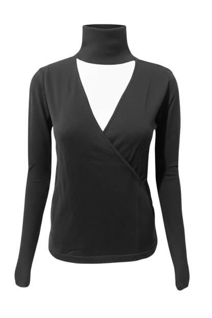 Kadın Boğazlı Pencere Detaylı Gri Triko Kazak