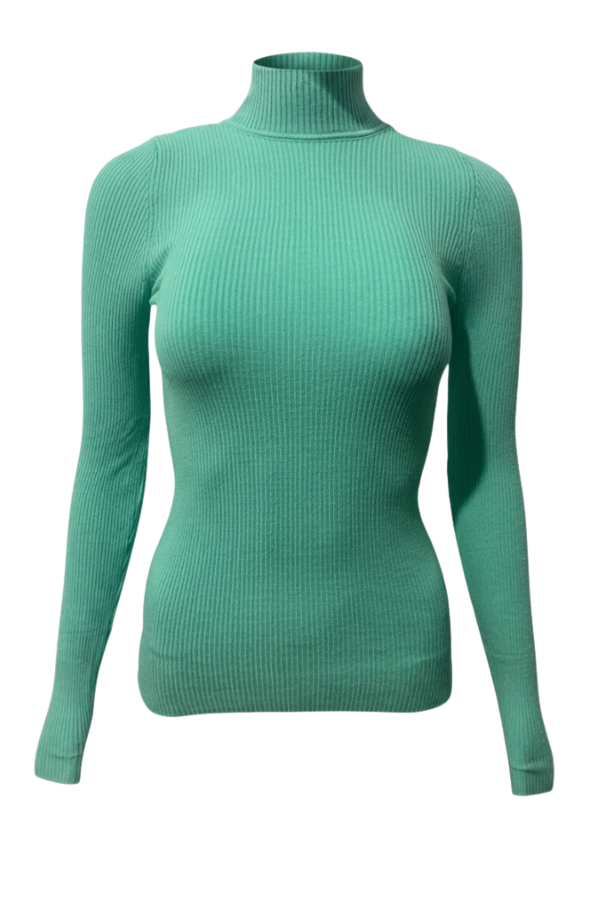 Mint Yeşili Fitilli Balıkçı Yaka Kadın Triko Kazak