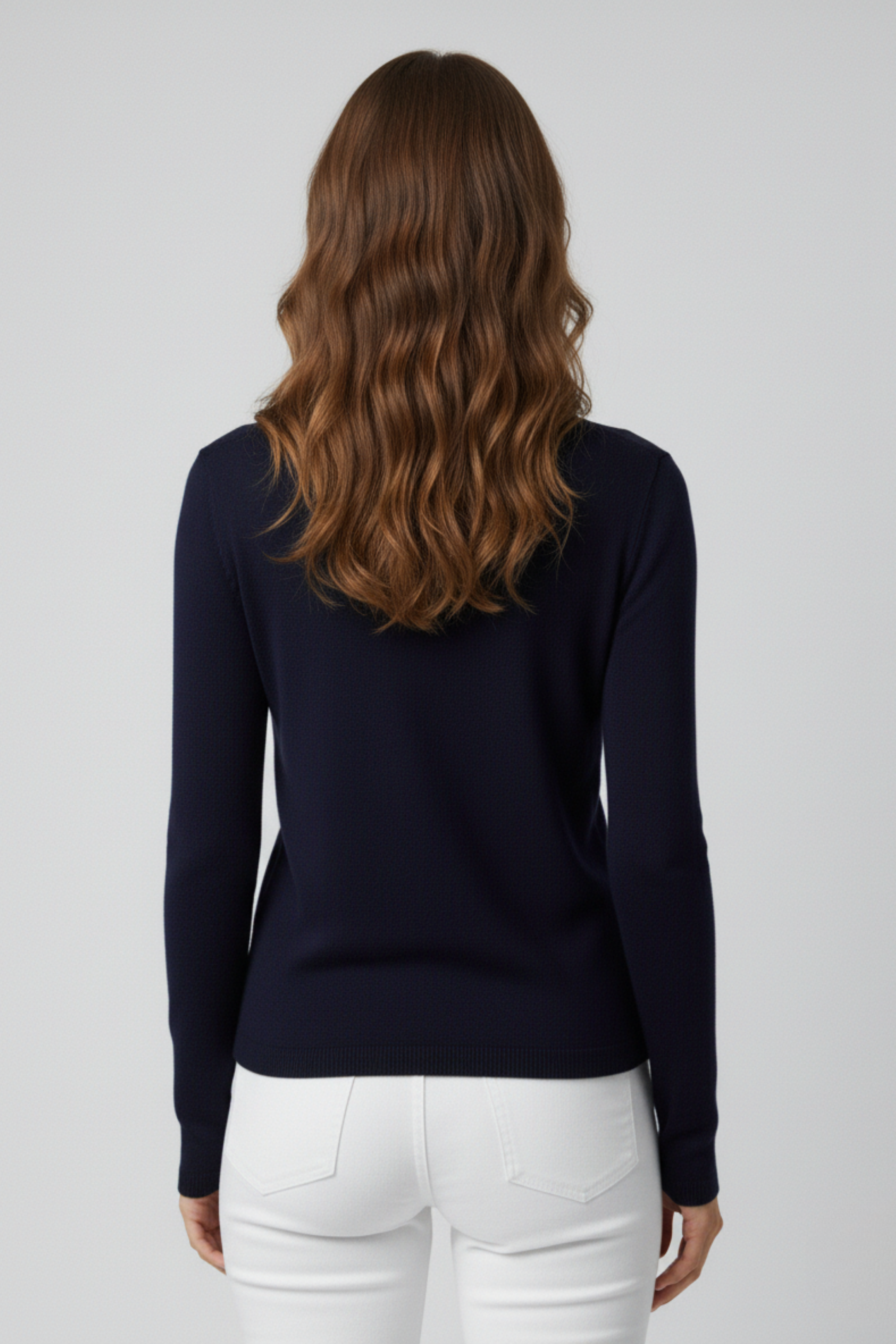 Lacivert V Yaka Kadın Triko Kazak