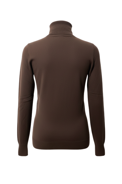 Kahverengi İnce Triko Boğazlı Kadın Kazak