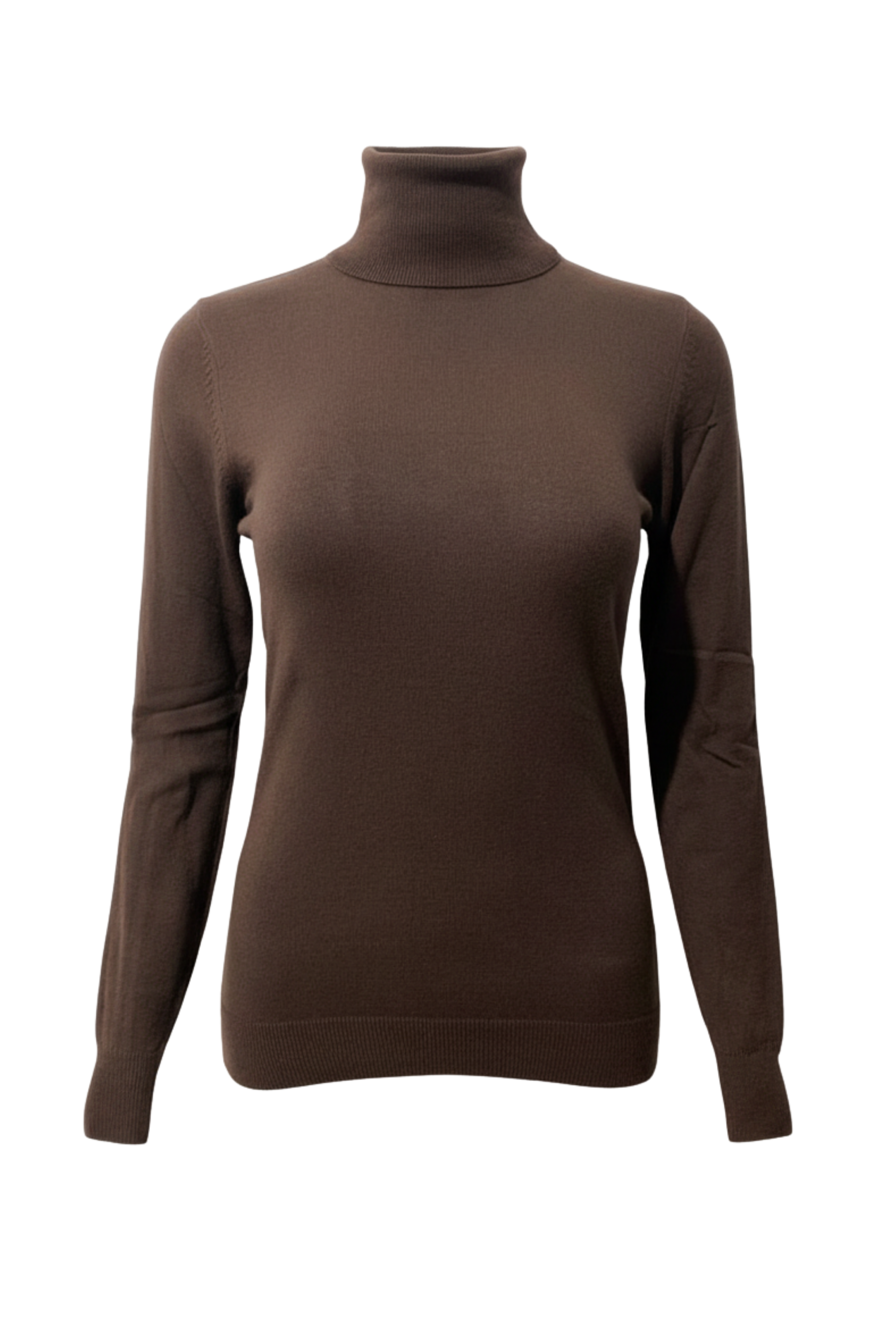 Kahverengi İnce Triko Boğazlı Kadın Kazak