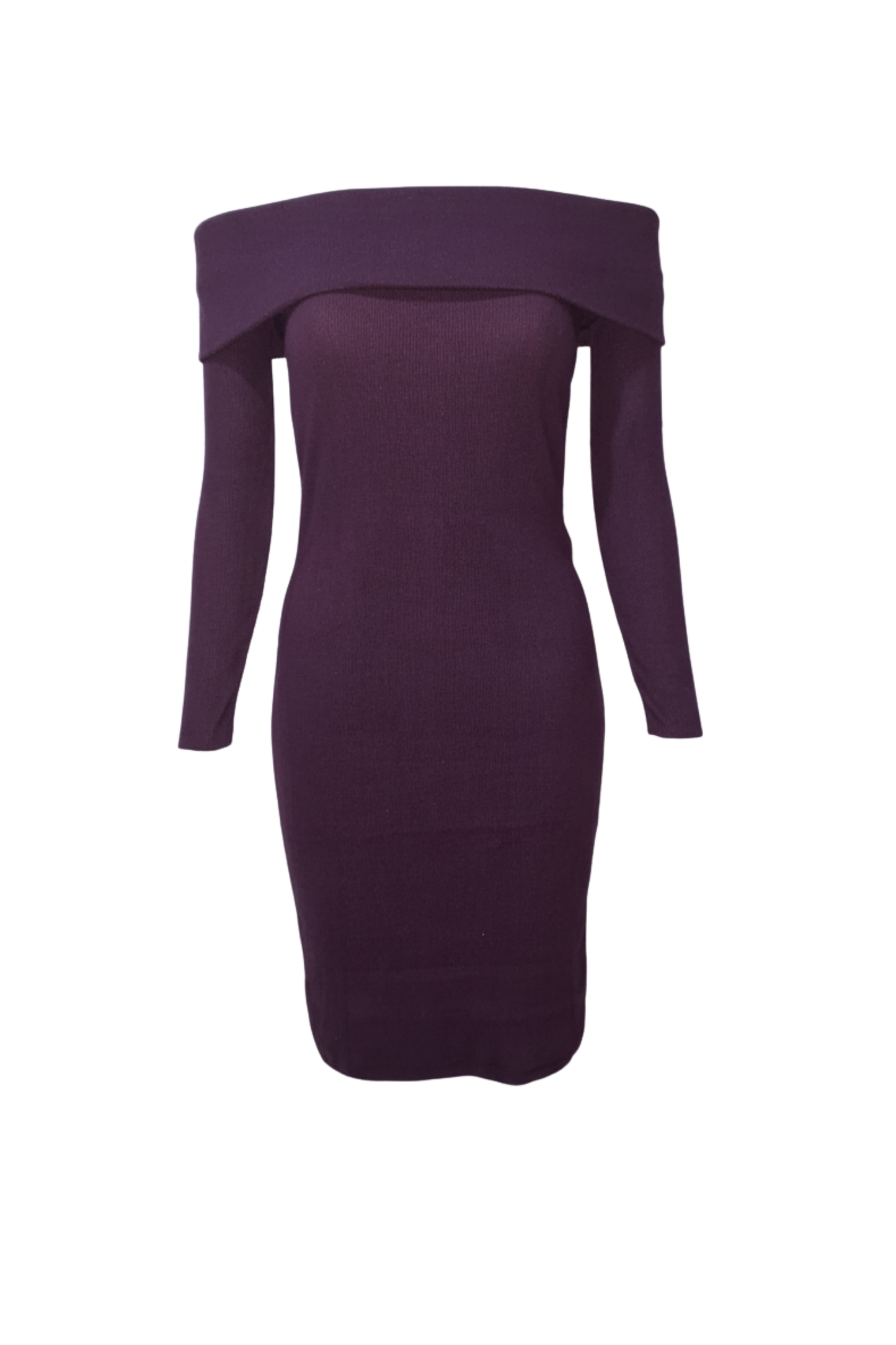 Kadın Mor Dizüstü Madonna Yaka Elbise