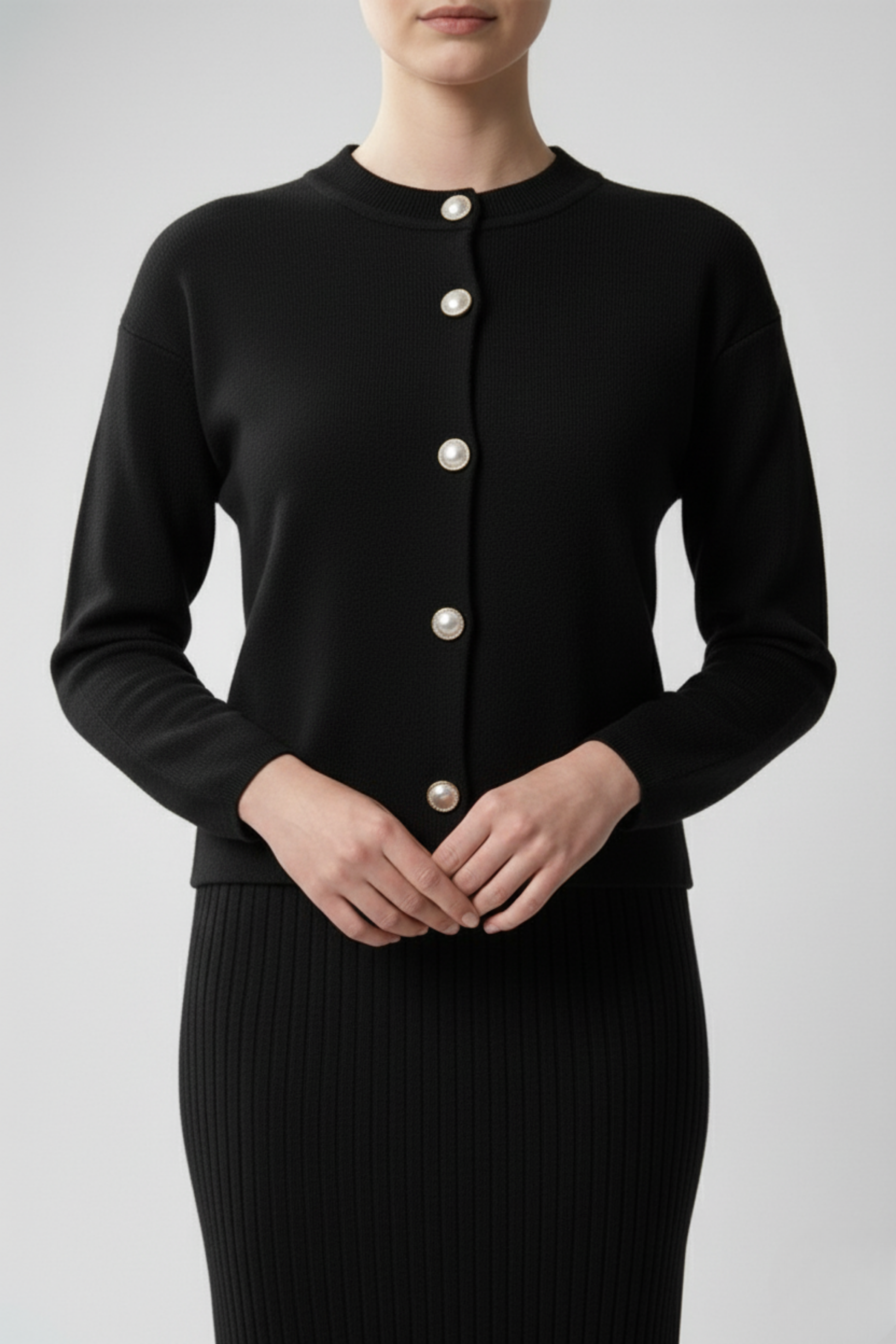 Kadın Hırka Elbise İkili Takım - Siyah