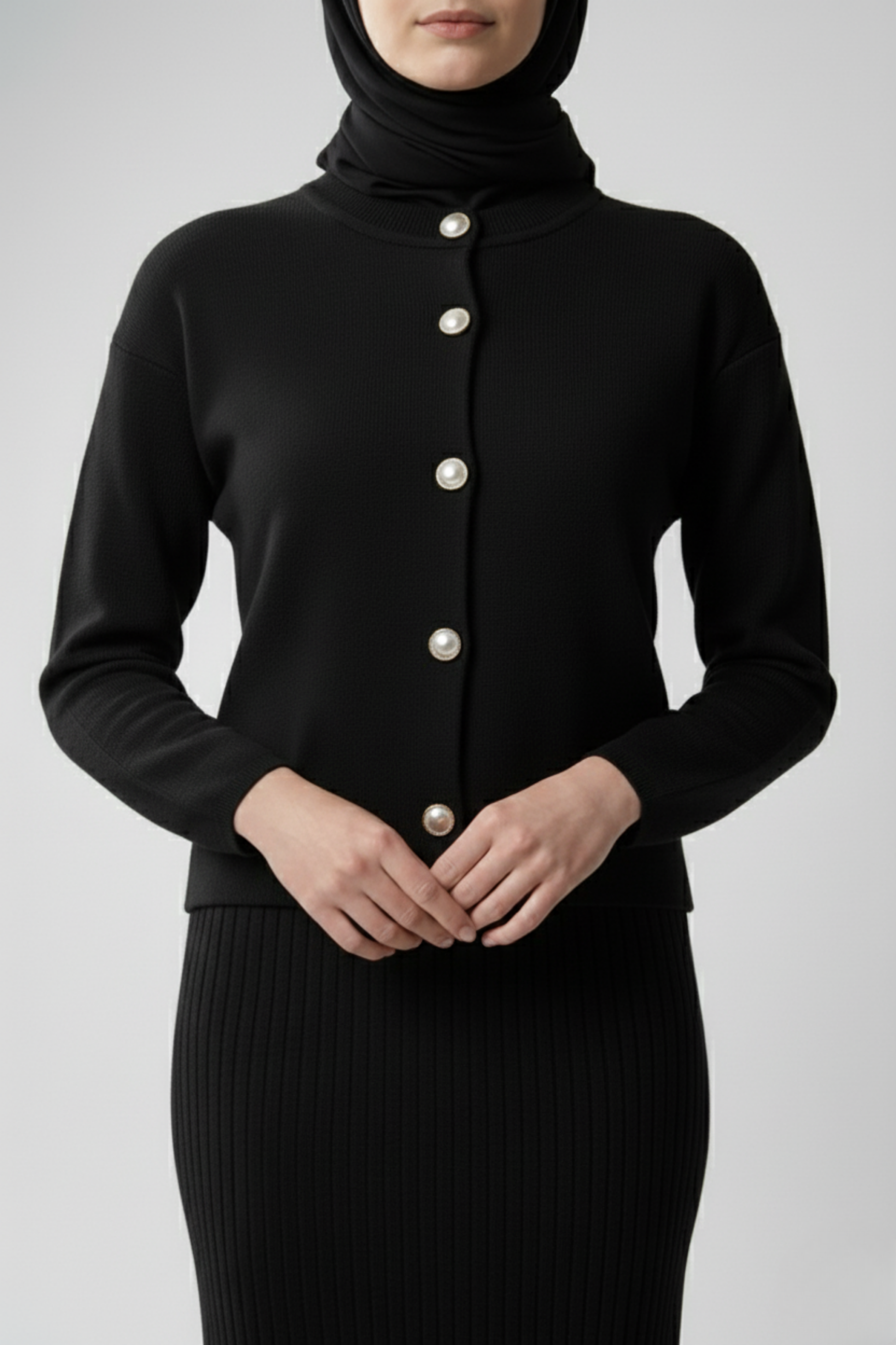 Kadın Siyah Hırka Elbise İkili Takım