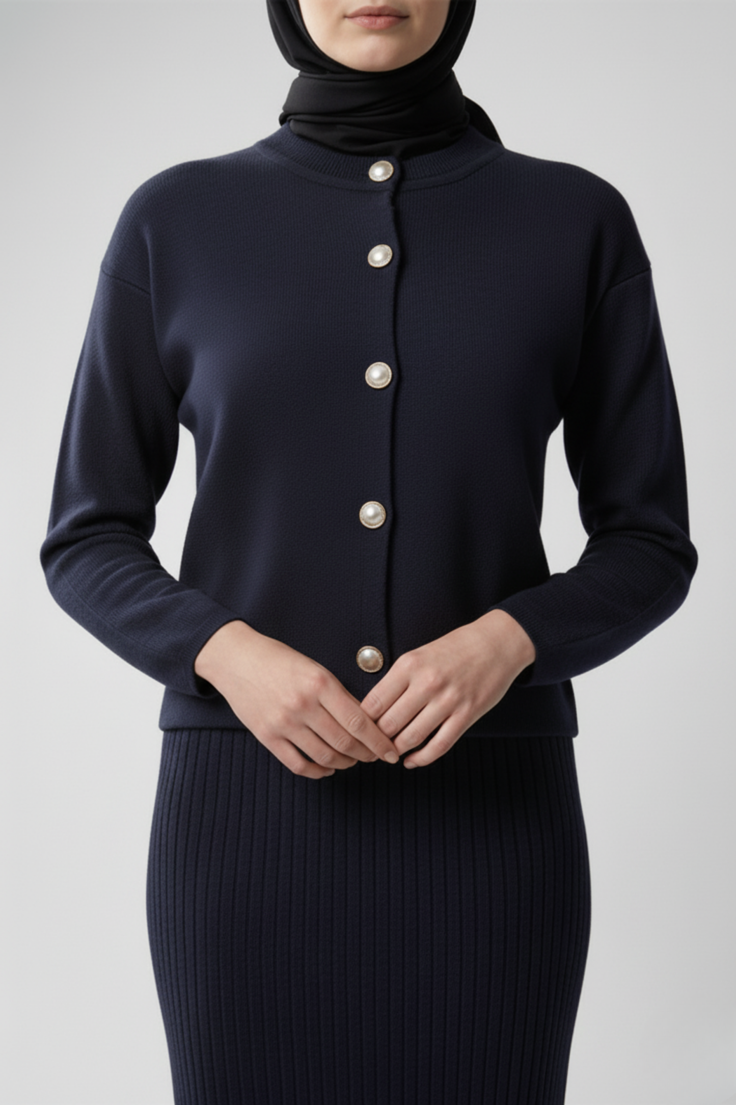 Kadın Lacivert Hırka Elbise İkili Takım