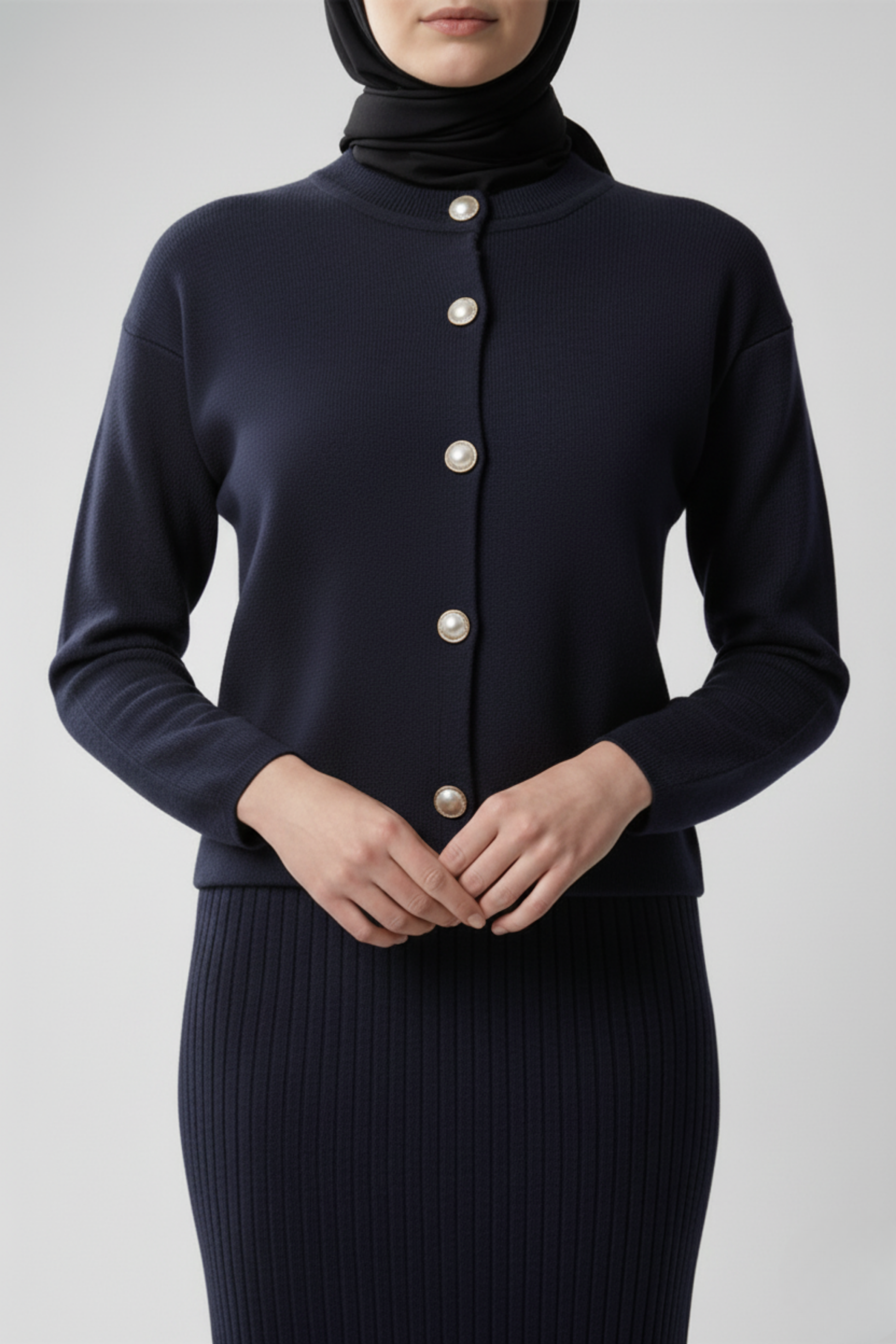 Kadın Lacivert Hırka Elbise İkili Takım