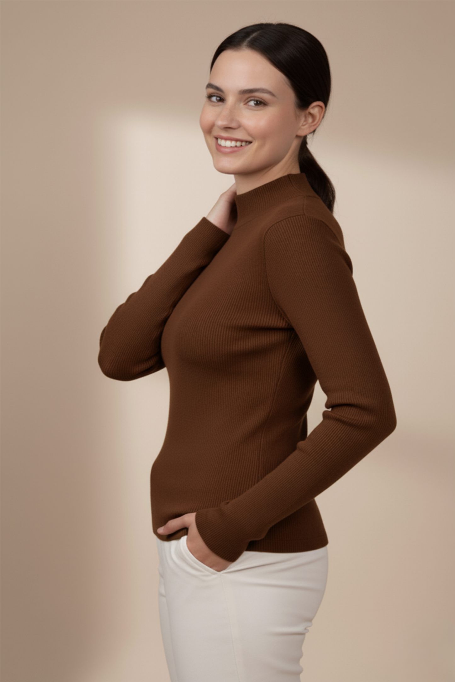 Kadın Kahverengi Balıkçı Yaka Bluz