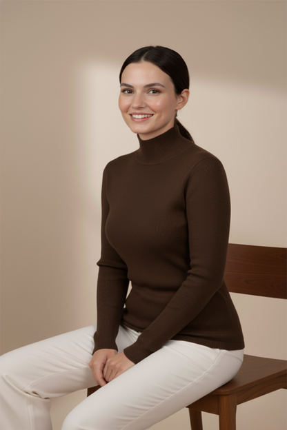 Kadın Kahverengi Balıkçı Yaka Bluz