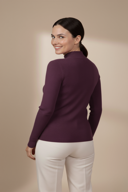 Kadın Mor Balıkçı Yaka Bluz