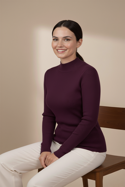 Kadın Mor Balıkçı Yaka Bluz