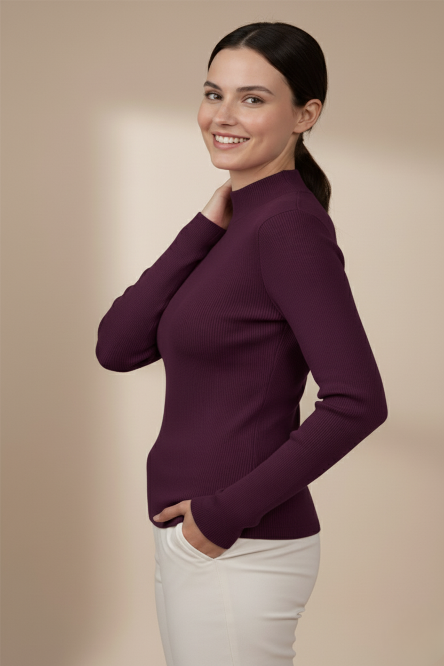 Kadın Mor Balıkçı Yaka Bluz