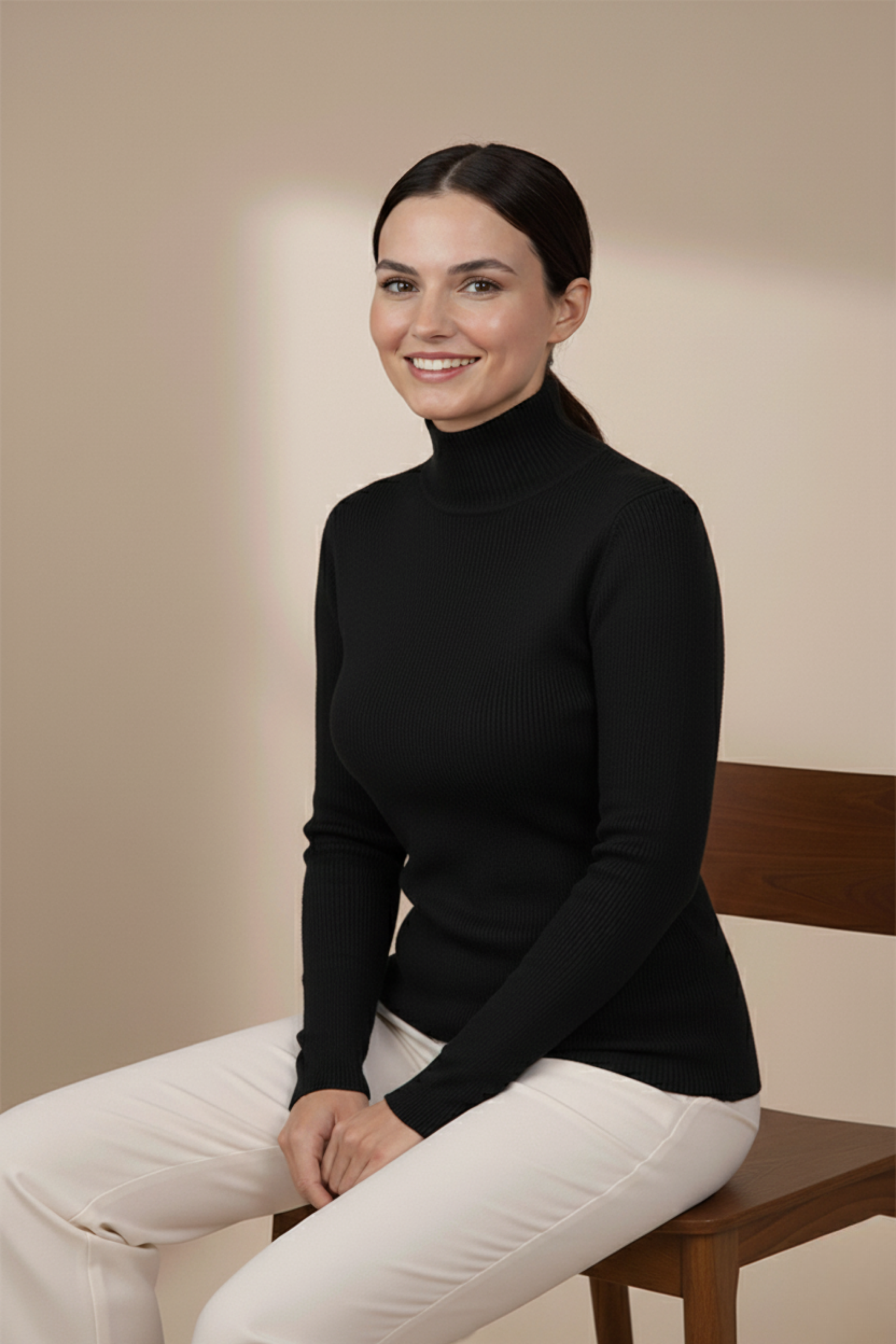 Kadın Siyah Balıkçı Yaka Bluz