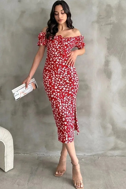 Karpuz Kol Kırmızı Elbise