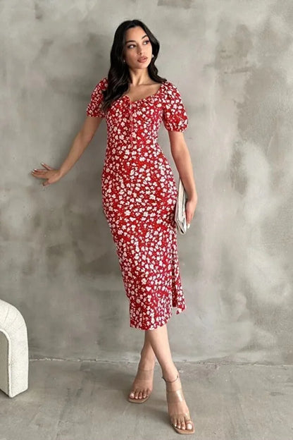 Karpuz Kol Kırmızı Elbise