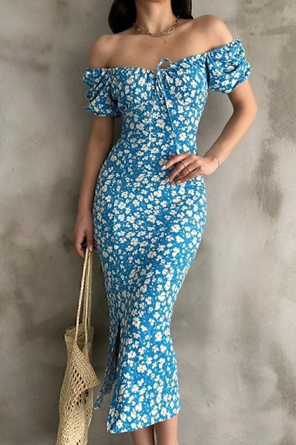 Karpuz Kol Mavi Elbise