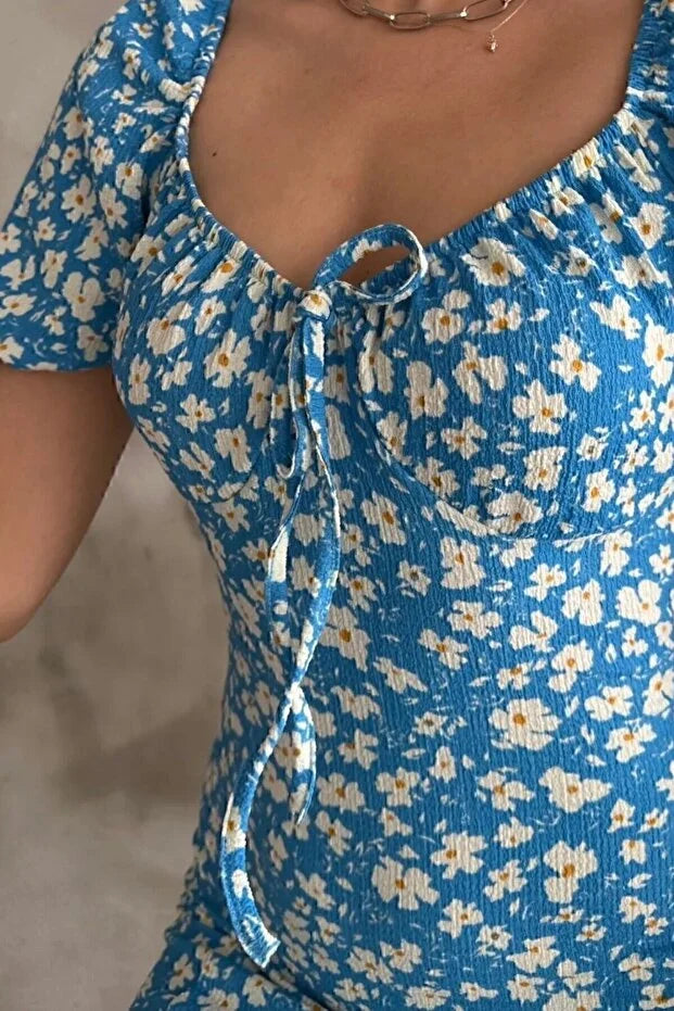 Karpuz Kol Mavi Elbise