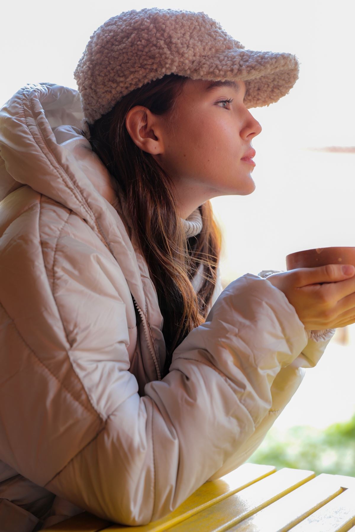 Kapitone Kumaş Fermuarlı Oversize Salaş Kadın Mont