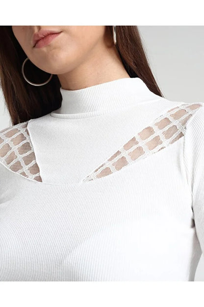 Kadın Desenli Dantel Detaylı Likralı Bluz