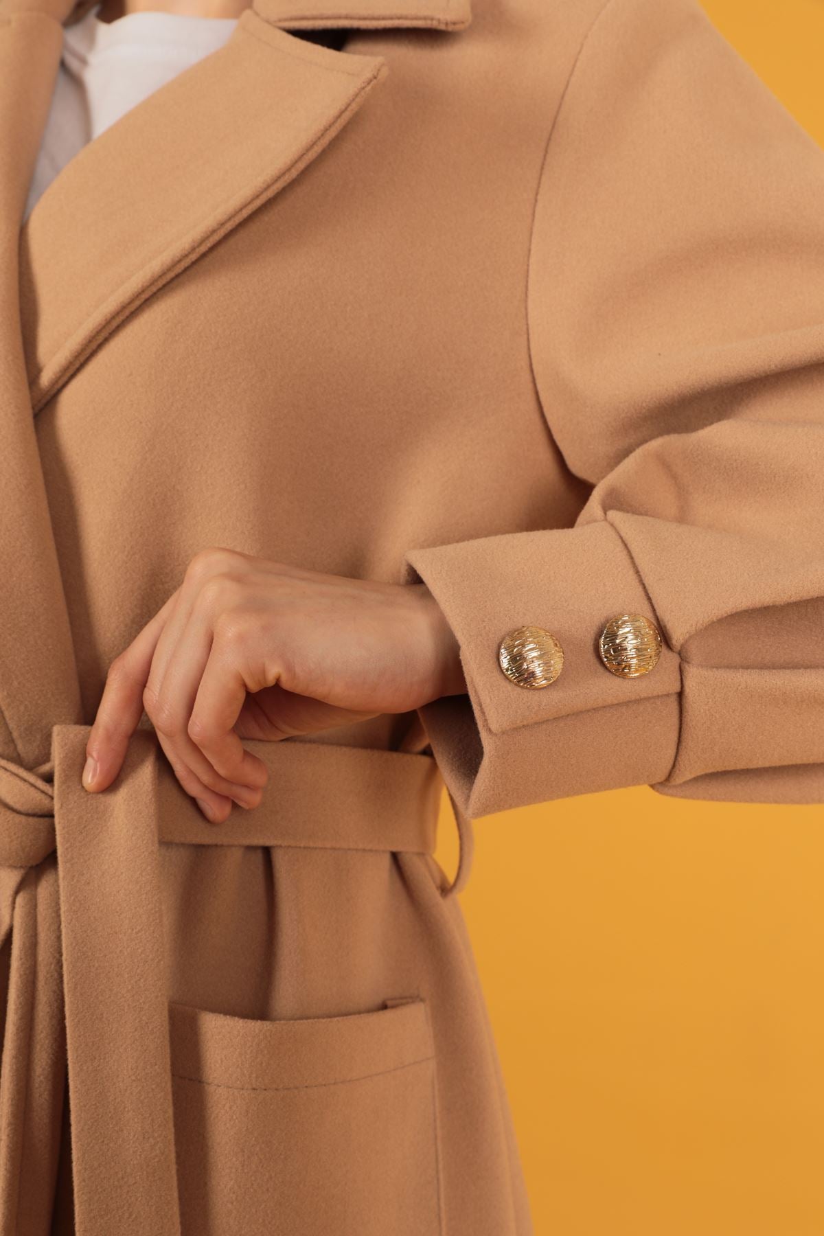 Örme Kaşe Kadın Kaban-Somon