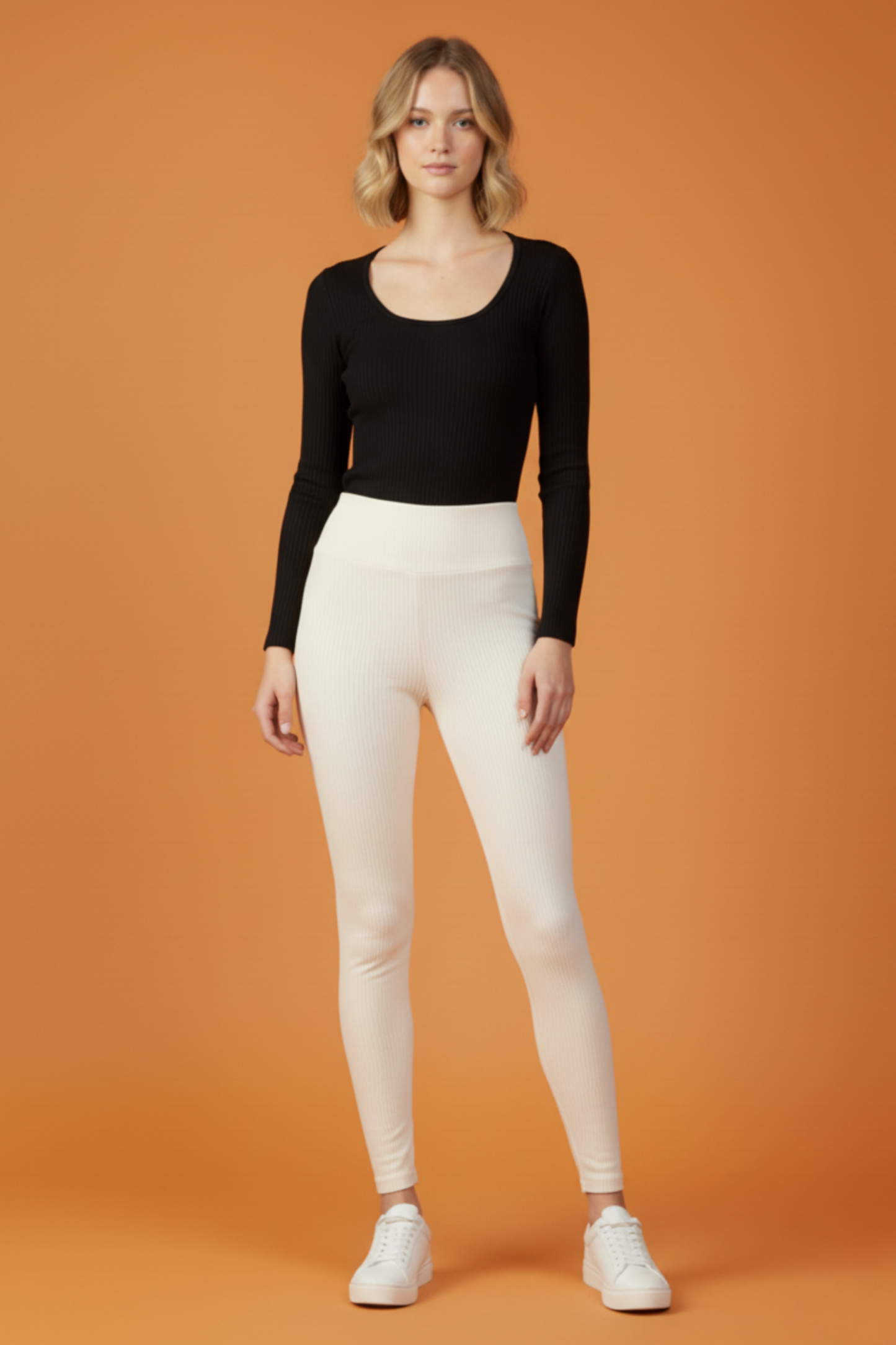 Kadın Fitilli Krem Rengi Tayt