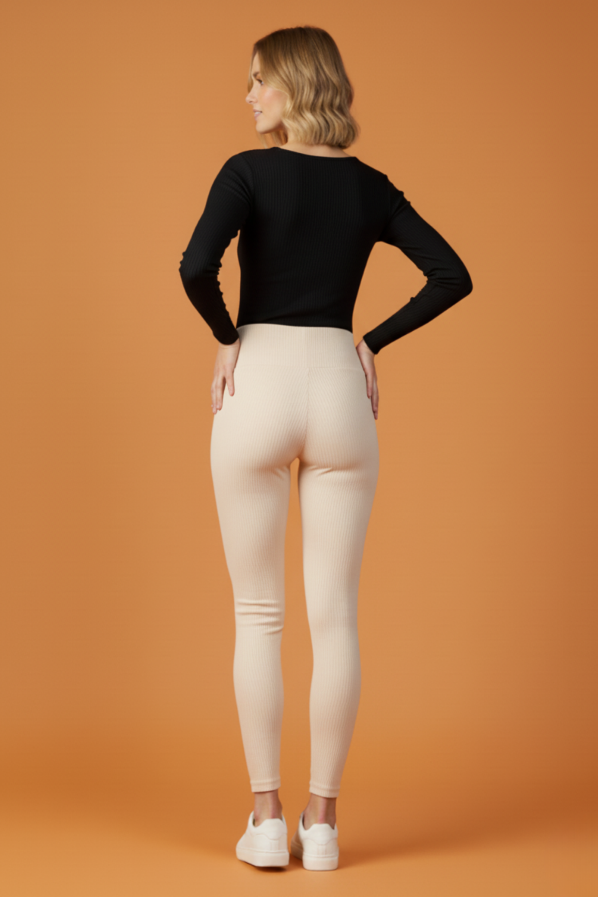 Kadın Fitilli Krem Rengi Tayt