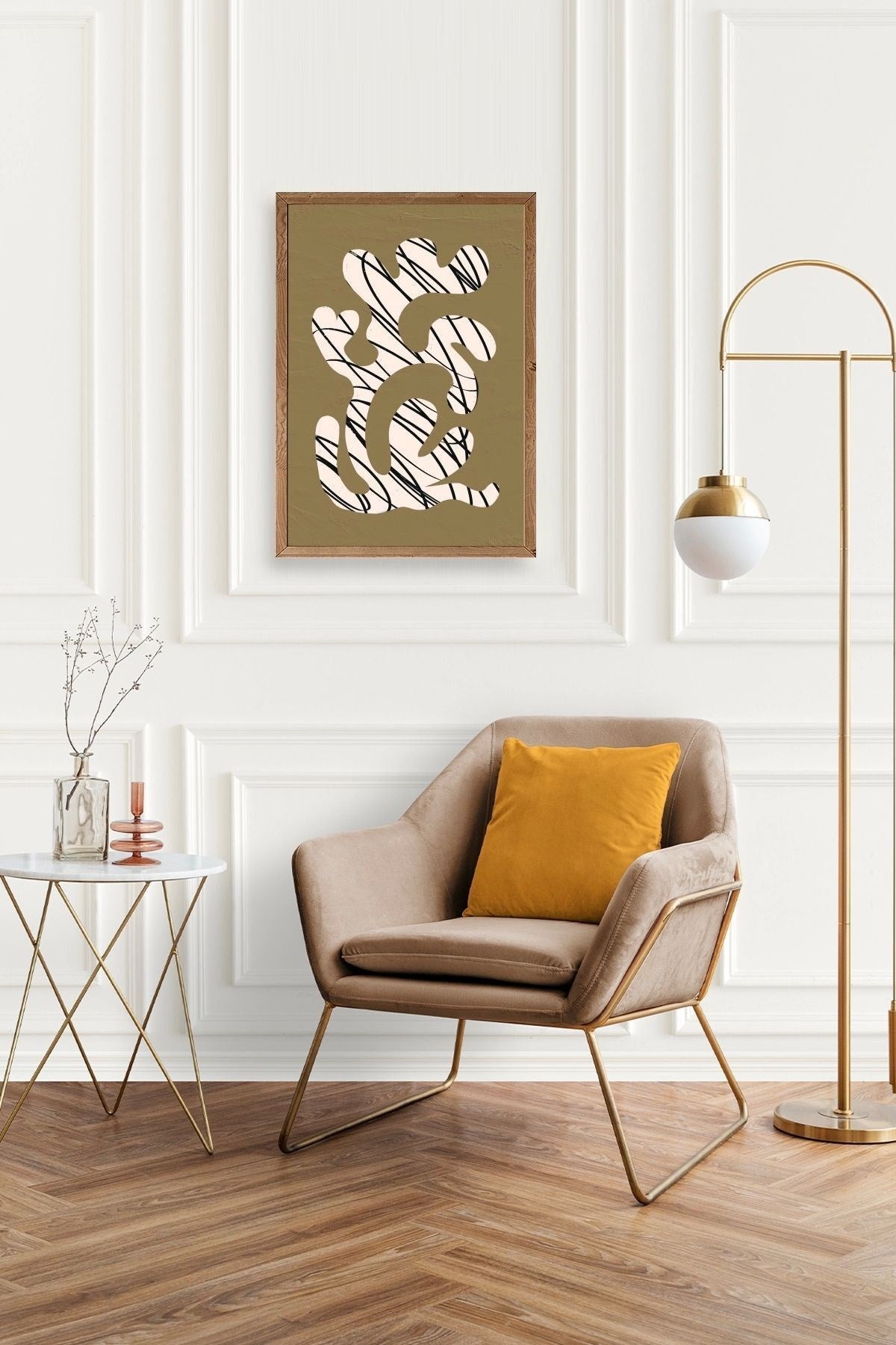 Soyut Ahşap Çerçeveli Tablo 30 x 42