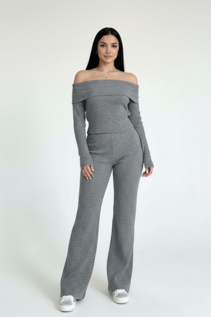 Kadın Madonna Yaka Gri Alt Üst Takım