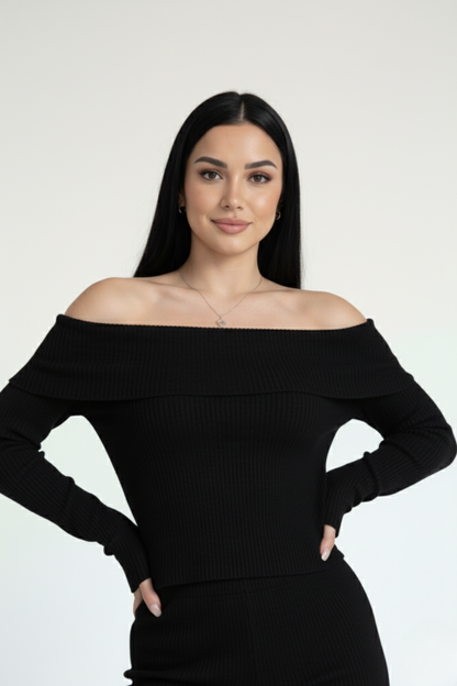 Kadın Madonna Yaka Siyah Alt Üst Takım