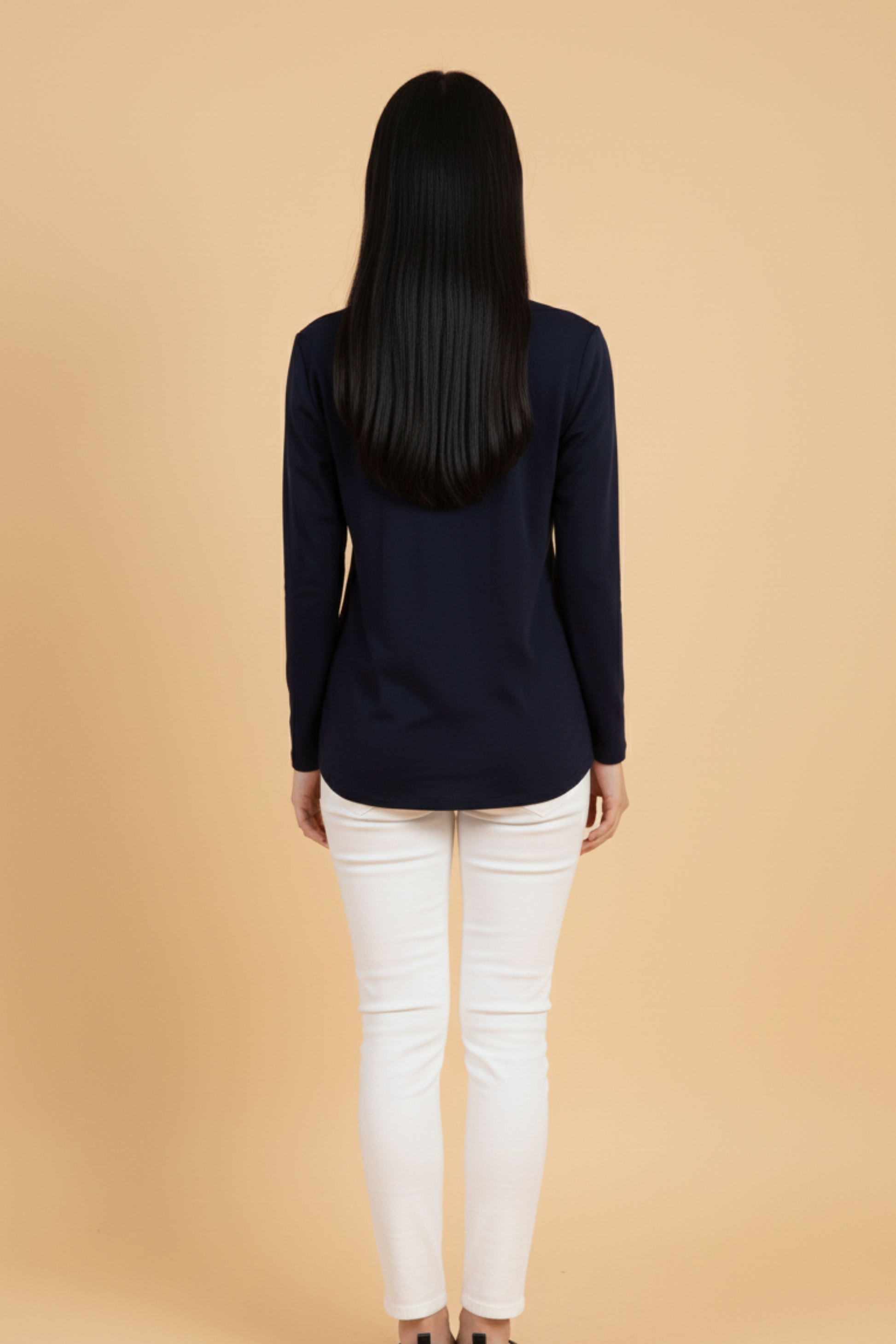 Kadın V Yaka Lacivert Viskon Bluz