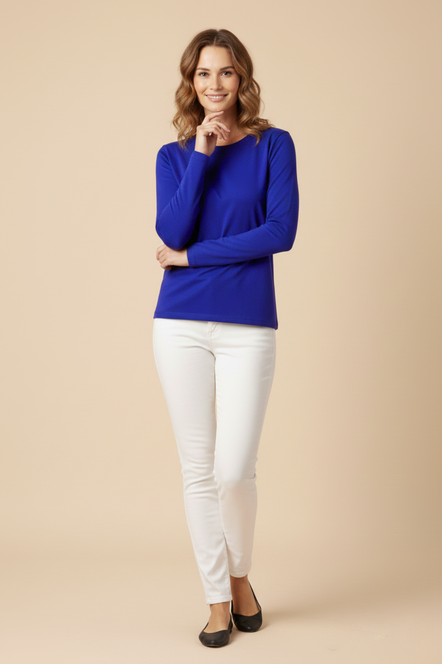 Kadın Viskon Bisiklet Yaka Koyu Mavi Bluz