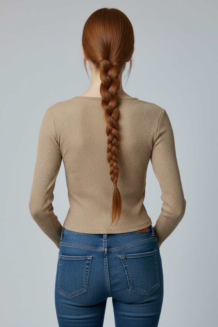 Sütlü Kahve Uzun Kollu Kaşkorse Crop Bluz Büzgülü V Yaka