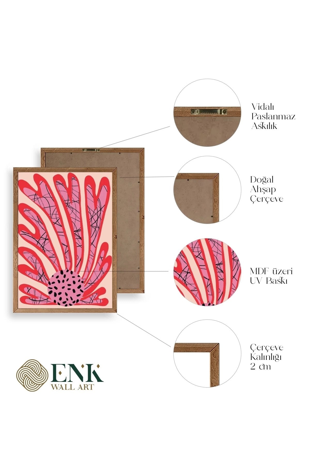 Ünlü Tablolar Üçlü Ahşap Çerçeveli Tablo 30 x 40