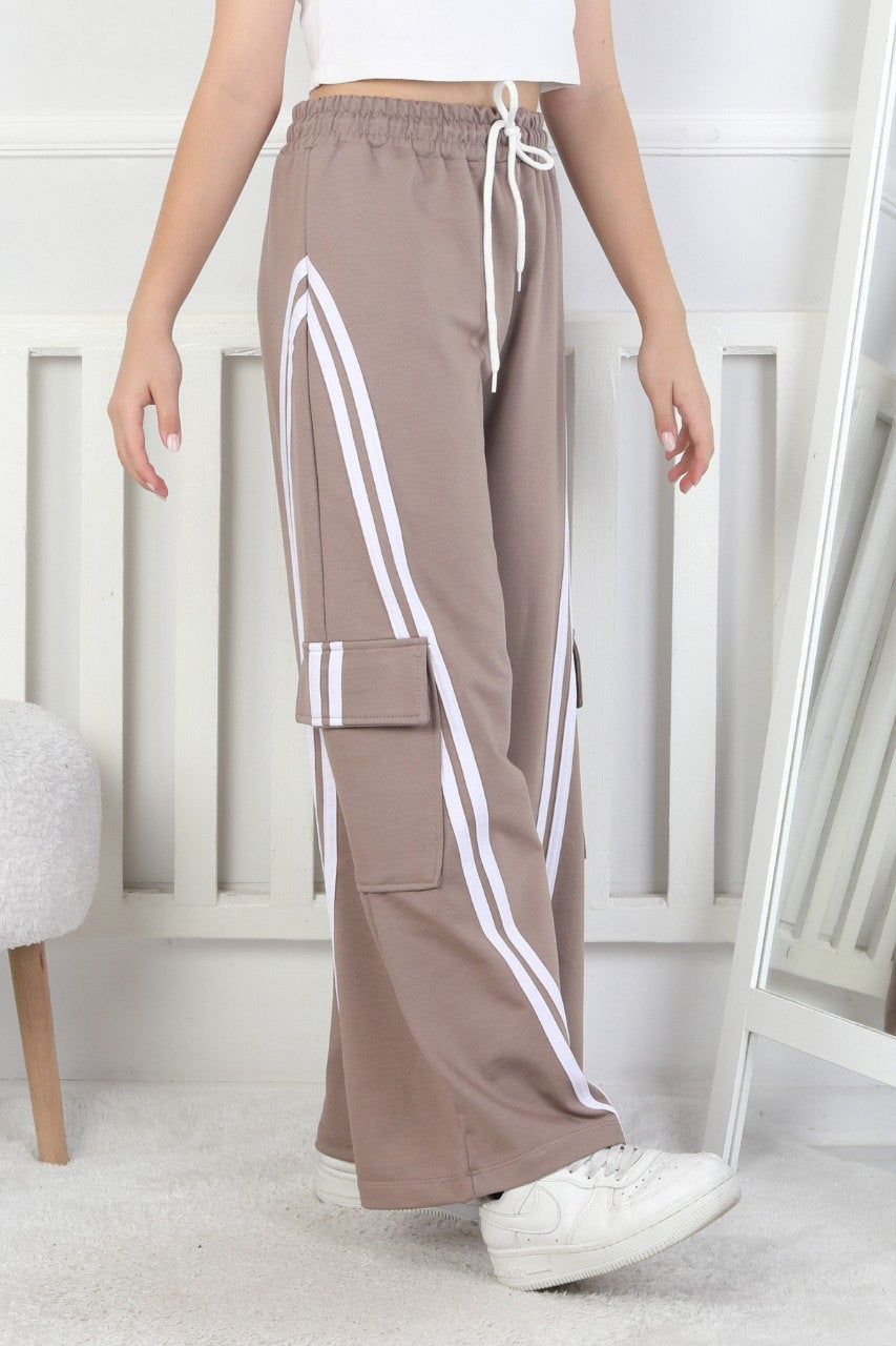 Kargo Cepli Bol Paça Kız Çocuk Eşofman Altı